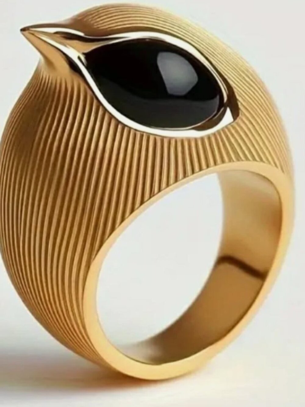 Golden Black Eye Bird Ring Size 8 Statement Animal Bird Jewelry Gothic
